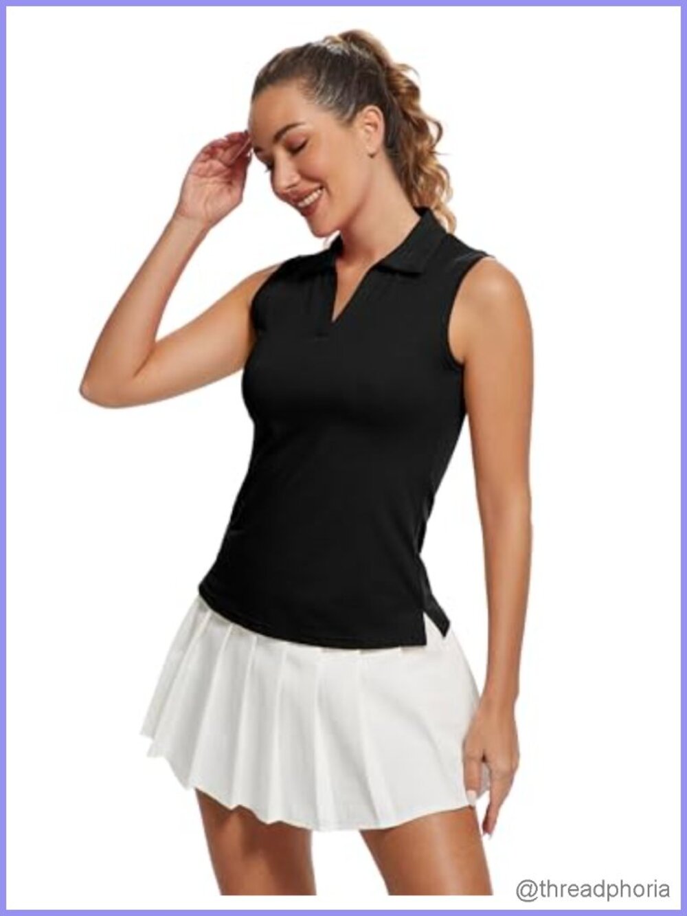 Women's Sleeveless V-Neck Polo Golf Shirt UPF 50